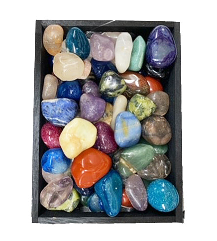Mixed Natural Tumbled Stones & Colored Agate - QA - Medium - 30 - 40mm - 1 lb - Brazil - NEW122 - Pirate Mix