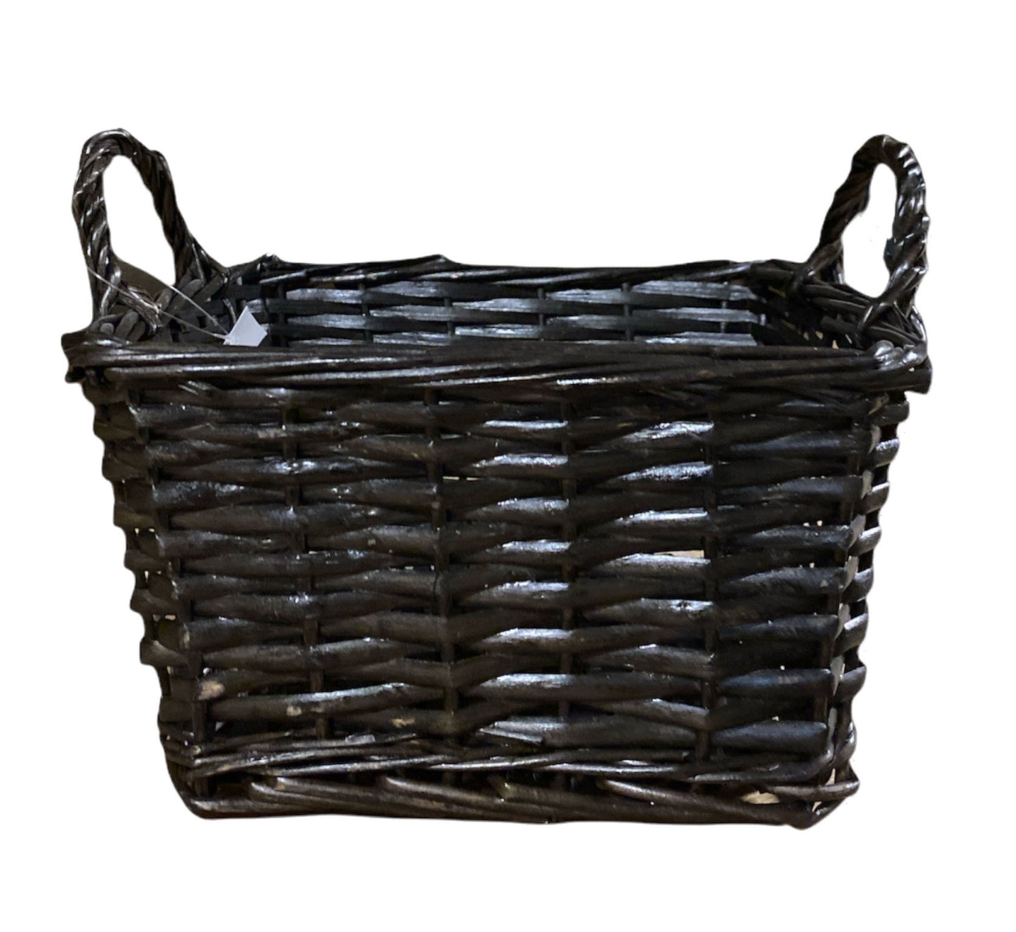 Square Willow Baskets - Ear Handles - Black - 9.85 x 9.85 x 5.5 inches - Fits a 20x30 bag