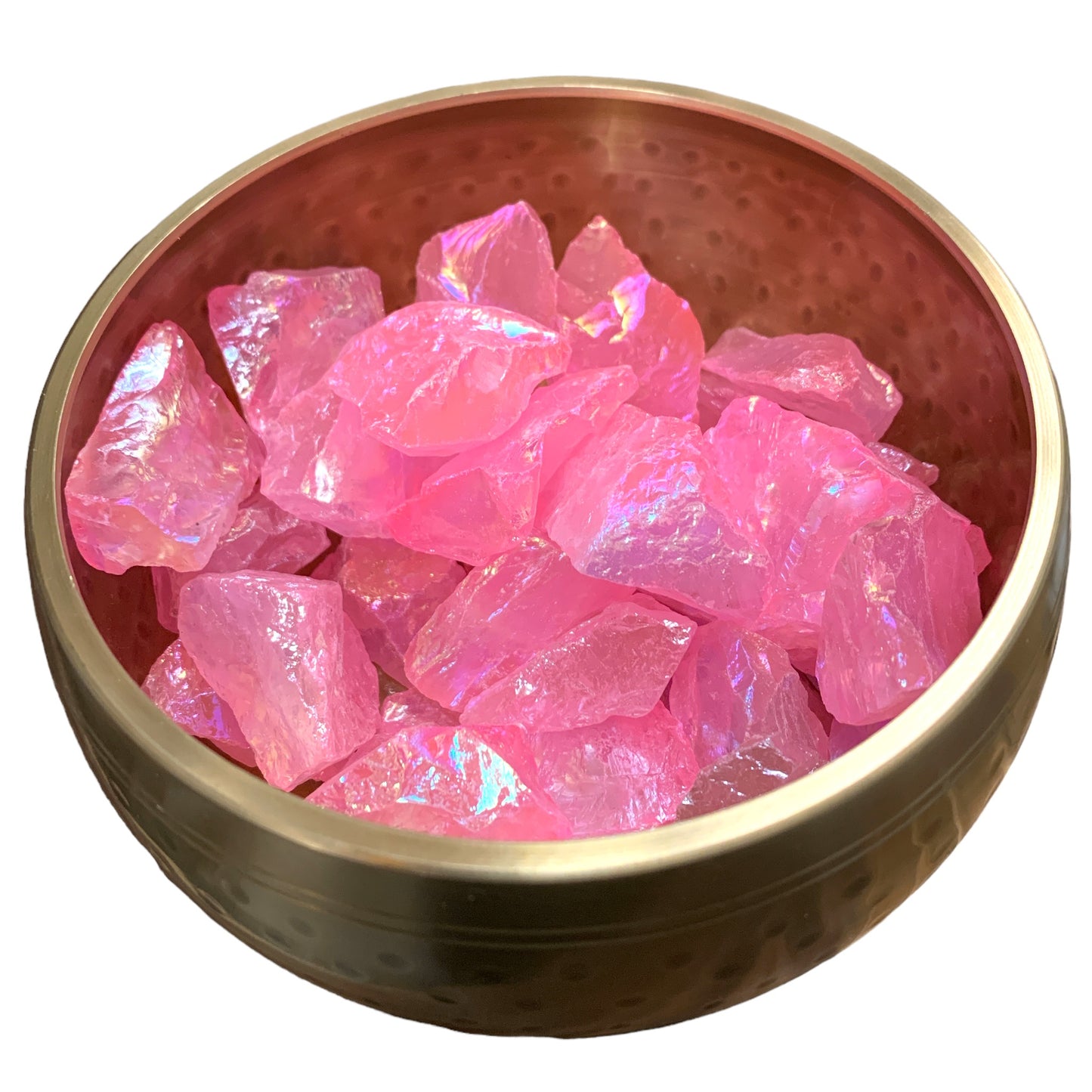 Quartz Chunks Aura Pink Yellow Finish - 1.5 to 2.5 inch - per gram - India - 500 gram minimum - China - NEW223