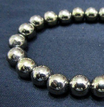 Bracelet élastique en perles de pyrite - Perles de 7 pouces 8mm - NEW1221