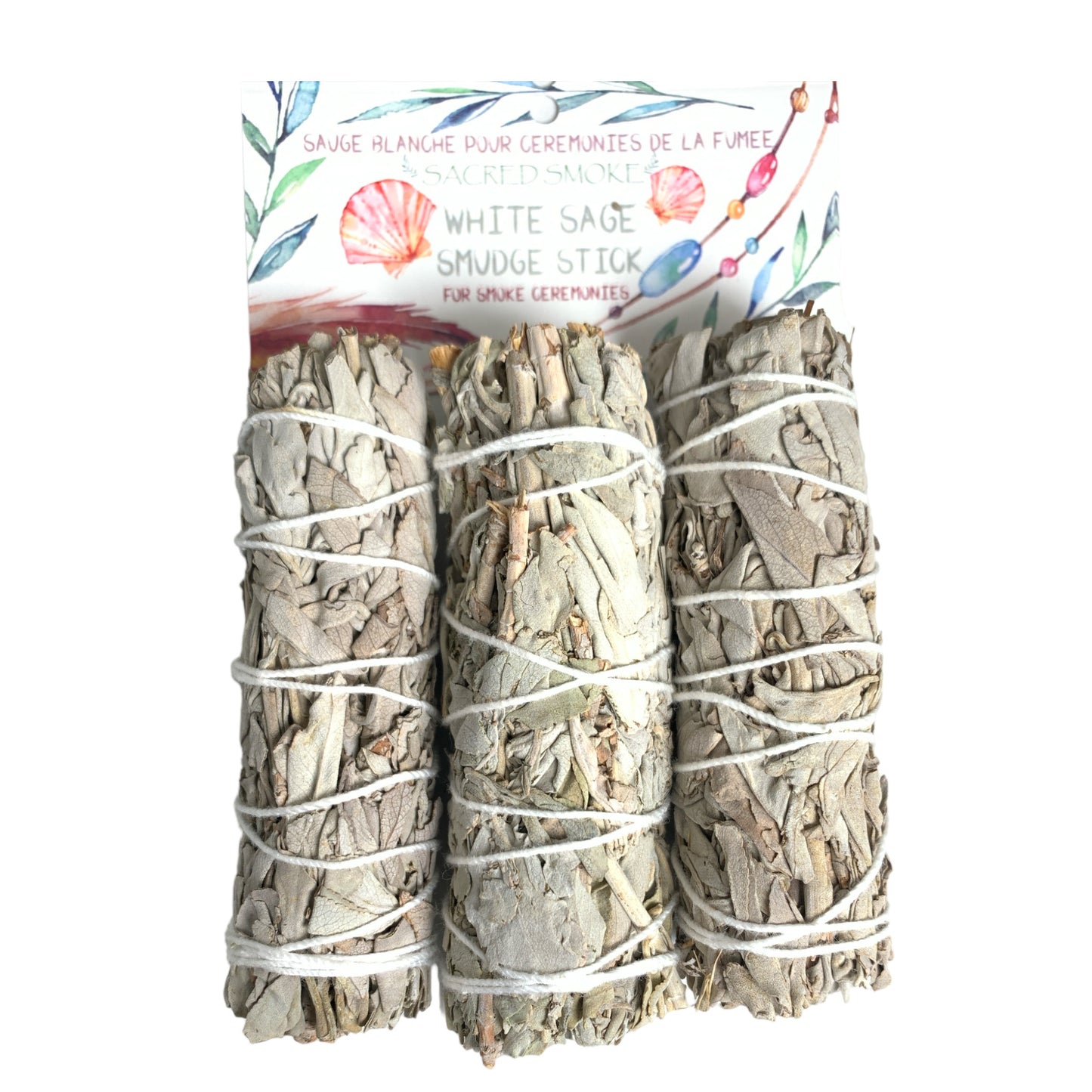 Pack of 3 White Sage 4 inch Smudge Sticks With Header