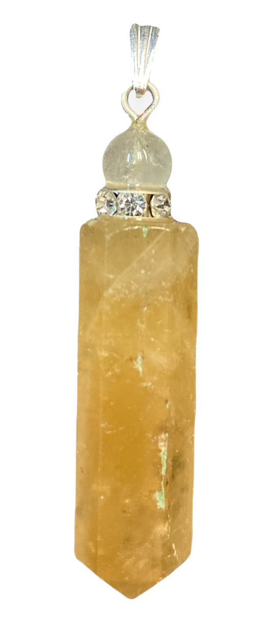 Citrine Pencil Point Pendant with Sphere & Diamond Ring - 40mm 20g - NEW1021