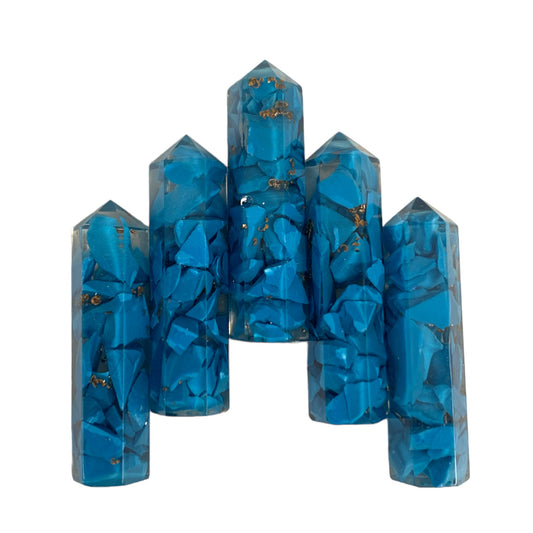 Turquoise Orgonite - 35-40mm - Single Terminated Pencil Points - (retail purchase as singles, wholesale min order 5) - NEW1020 - India