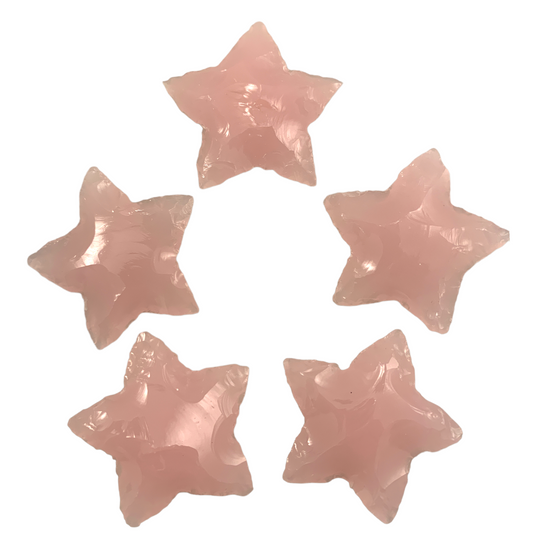 ROSE QUARTZ Color - CRESCENT Star Flinted - 30 to 40mm - India - NEW1222