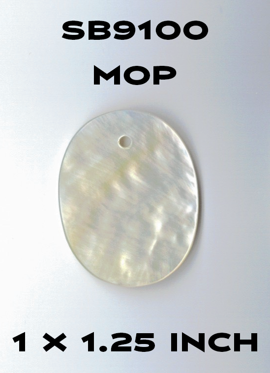 1 x 1.25 inch Oval Polished MOP Pendant with 2mm Hole Top Center