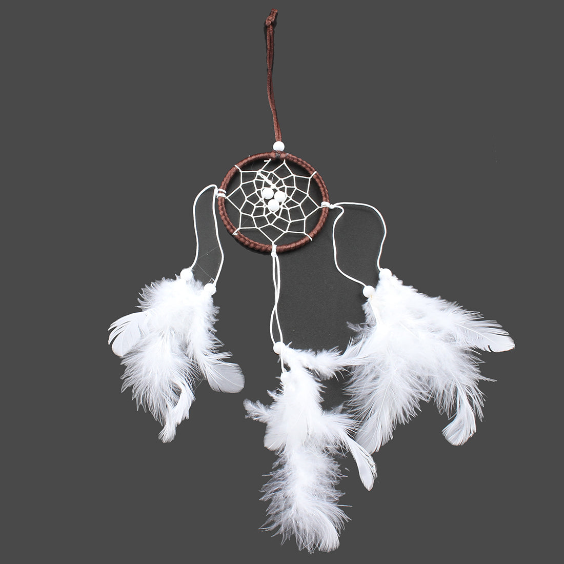 Fashion Dream Catcher - Plastic, Feathers, Cotton, & Wood - White