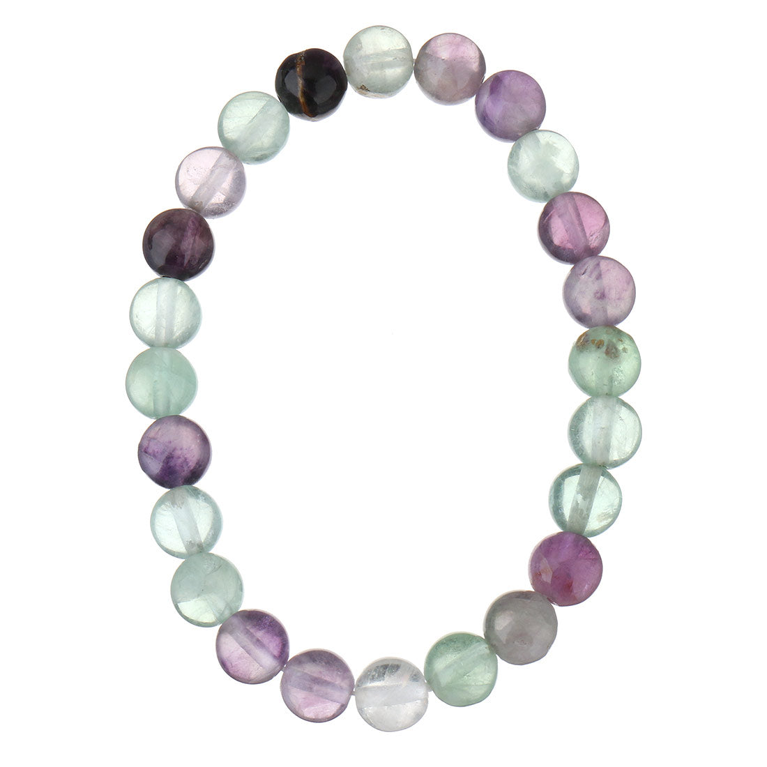 Bracelet en fluorite colorée avec pierres précieuses - 8 mm 7,5 pouces - NEW521