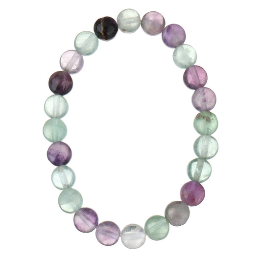 Gemstone Colorful Fluorite Bracelet - 8mm 7.5 Inch - NEW521