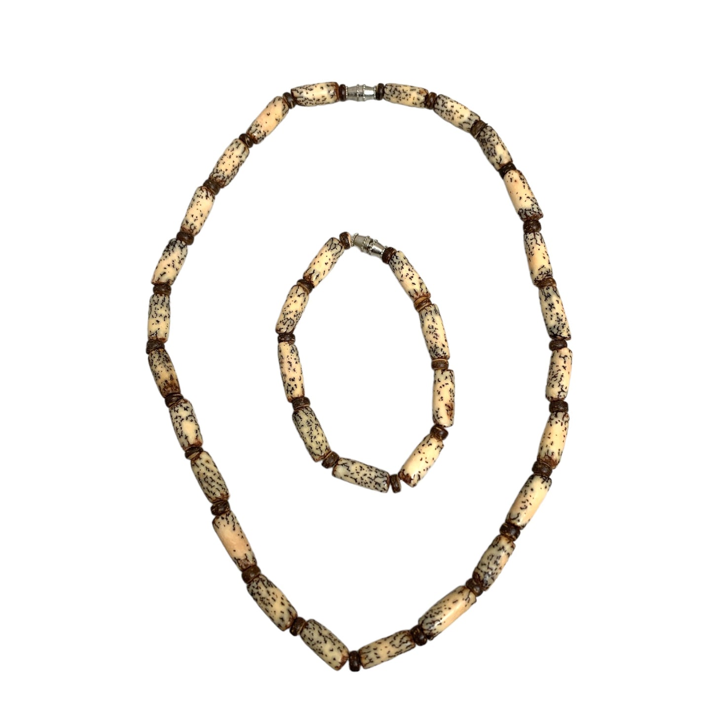 COCO WIDE BEAD COLLIER et BRACELET Ensemble - Bicolore MARRON