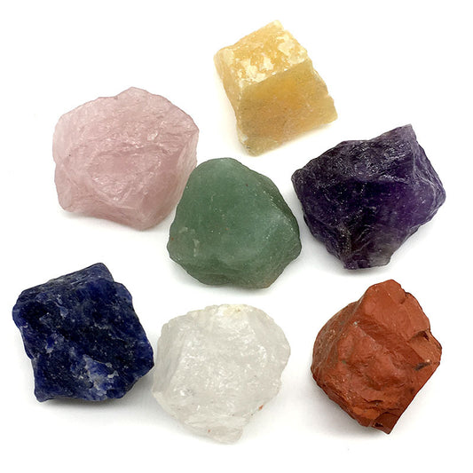 Seven Chakra Raw Stones -  Set of 7 - 20-35mm - China - NEW221