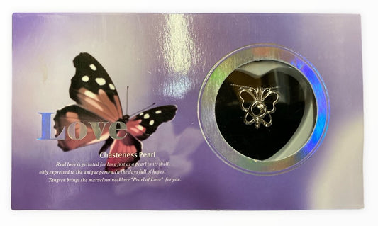 Wish Pearl Butterfly Design Box avec pendentif papillon et collier