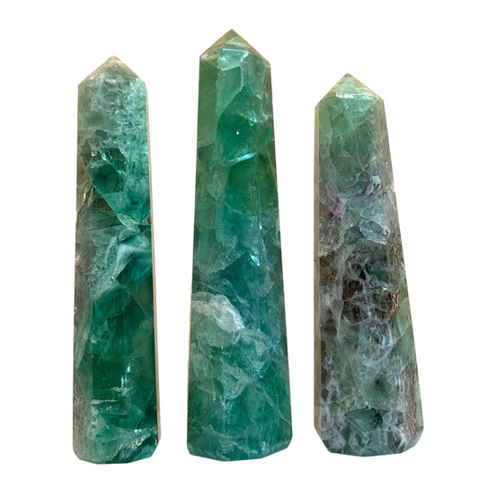 FLOURITE VERTE - Pointes Polies - 3 à 4 pouces - Prix au gramme par pièce