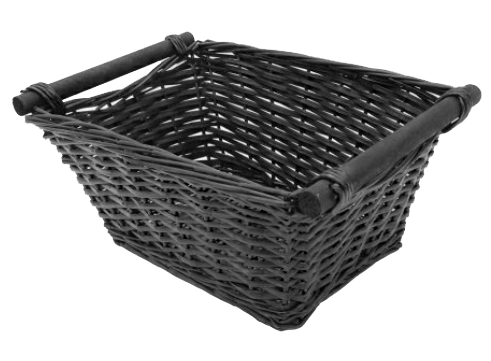 SPLIT WILLOW STORAGE BASKET BLACK - 17.5 x 12 x 8 Deep x 8.8 inch High @ Handle