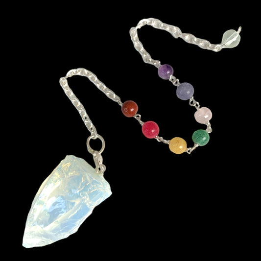 Raw Opalite Pendulum with Chakra Chain - 35-45mm 25g - NEW422
