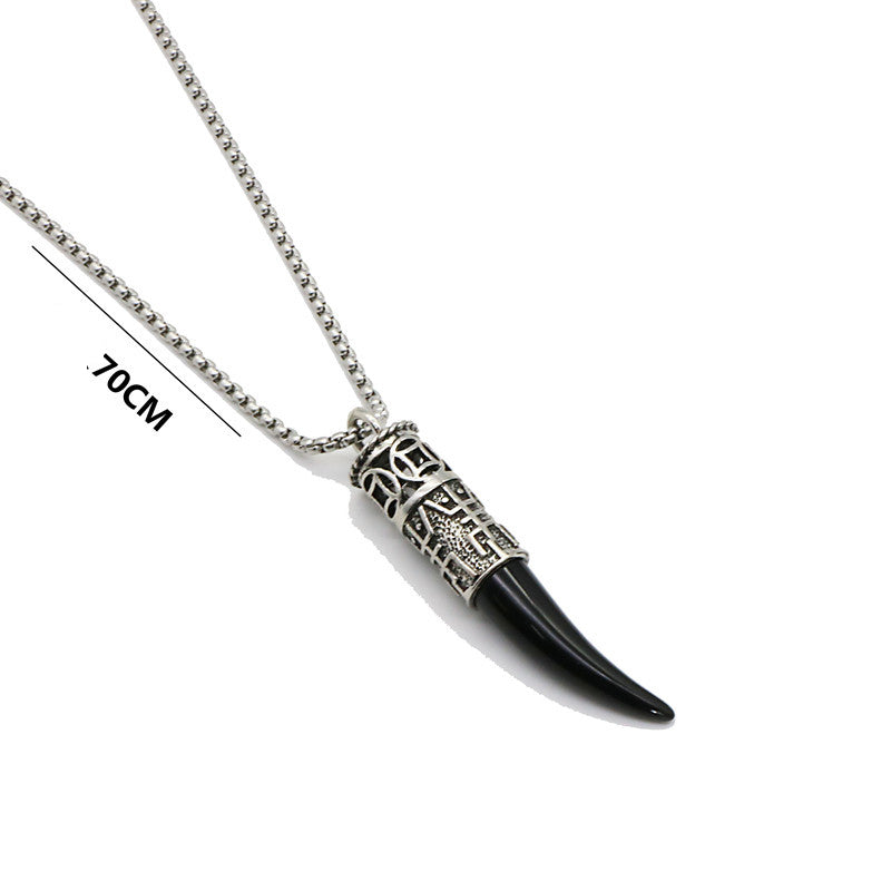 Acier Inoxydable Wolf Tooth Fang synthétique - Collier couleur argent - NEW222