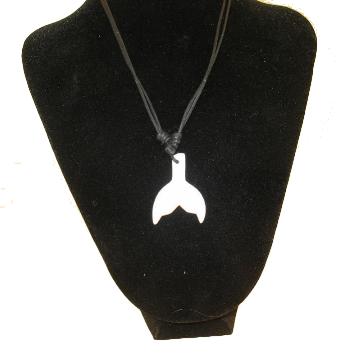 WHALES TAIL BONE W/BLACK CORD NECKLACE