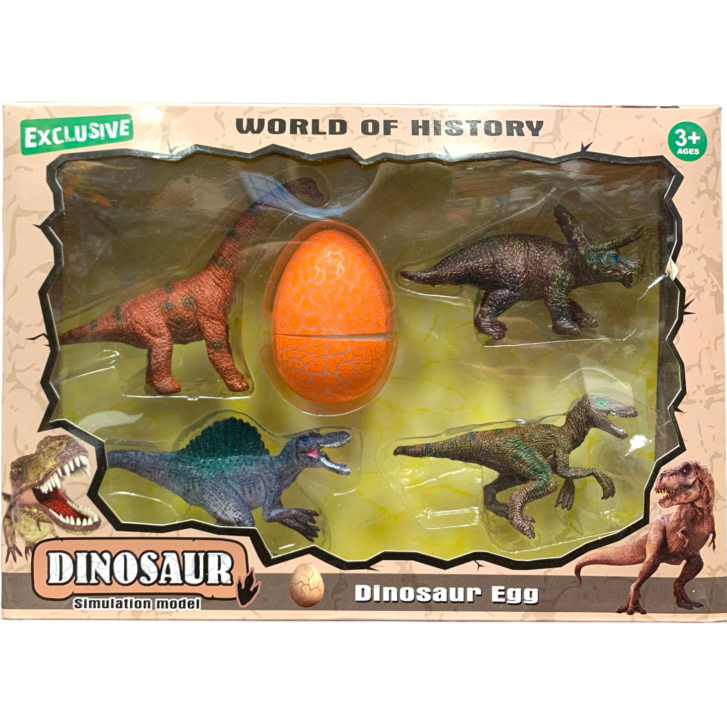 Set OF 6 Dinosaurs - Model Figure Toys ABS Plastic - Boxed 46x6x26cm - NEW920