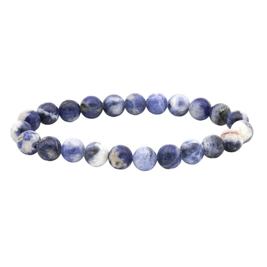 Sodalite Gemstone Bracelet - 8mm Round Beads - 7.5 inches - NEW523