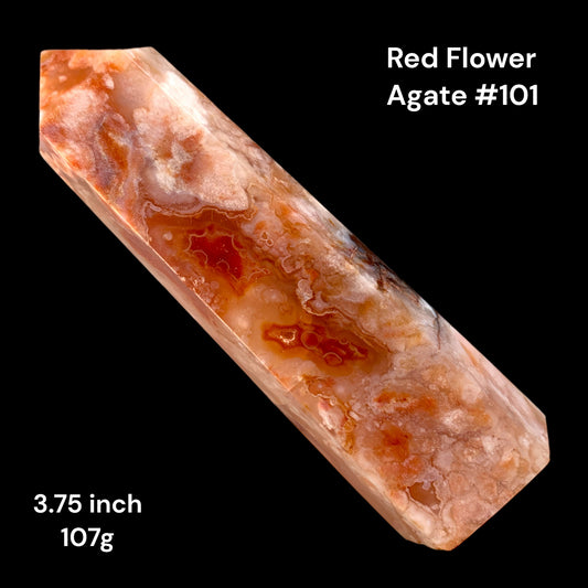 Red Sakura Flower Agate - 3.75 inch - 107g - Polished Points