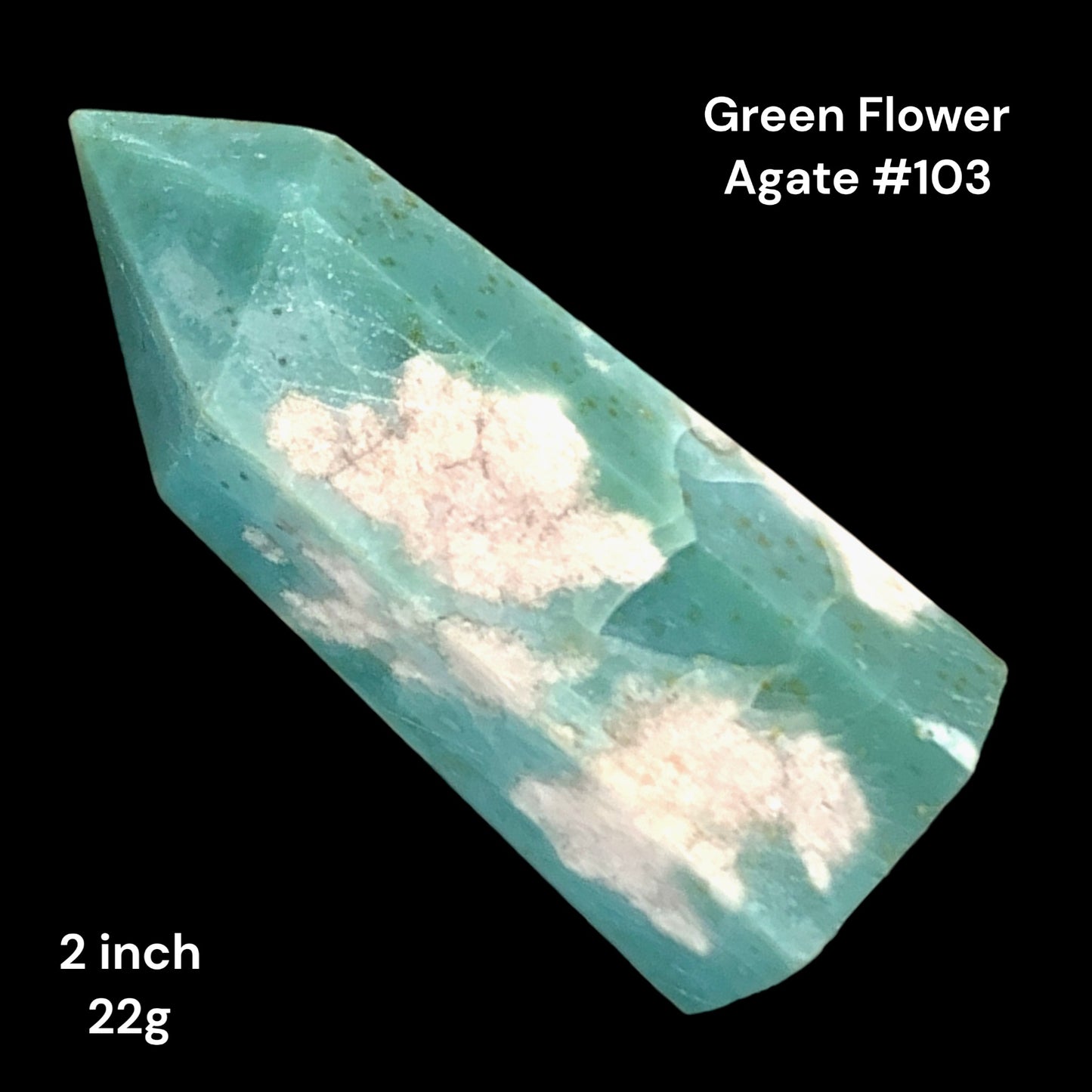 Green Flower Agate - 2 inch - 22g - Polished Points and Towers