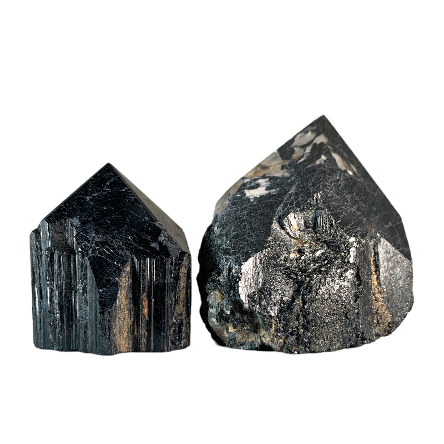 Black Tourmaline Natural Cut Base Points - Assorted Sizes - Sold by the gram - India - NEW1122- Chunky Polished Points
