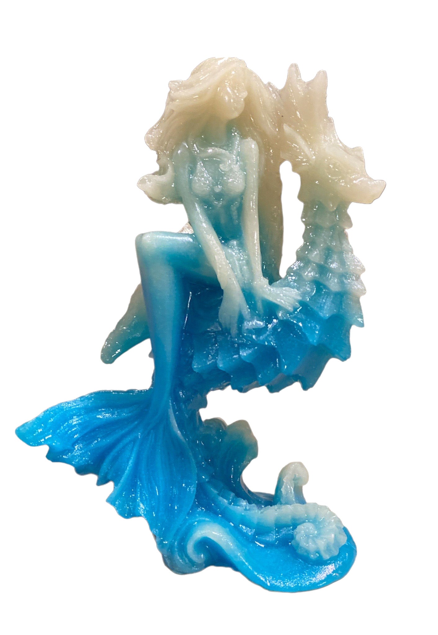 Grande statue de sirène - Résine lumineuse bleue - 5,75 pouces - 15 cm - Chine - NEW1022