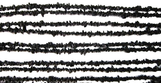 Black Tourmaline Chip Beads  - 60 grams - 32 inch Long Strands - New820