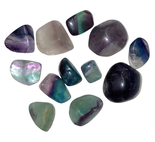 Green & Purple Fluorite Tumbled Stones 30-40mm - 500 Grams (1.1 LB.) - China - New921