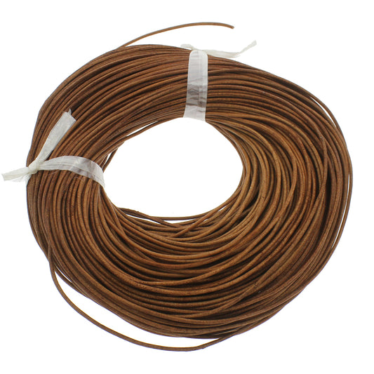 BROWN 4 Leather Lace Round Cord on Card Spool - 2mm x 20 yards - NEW222