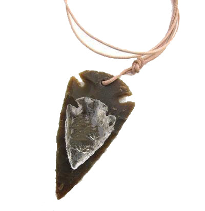 Twin Arrowhead 2.5" with 1" Crystal Arrowhead Necklace - NEW1020