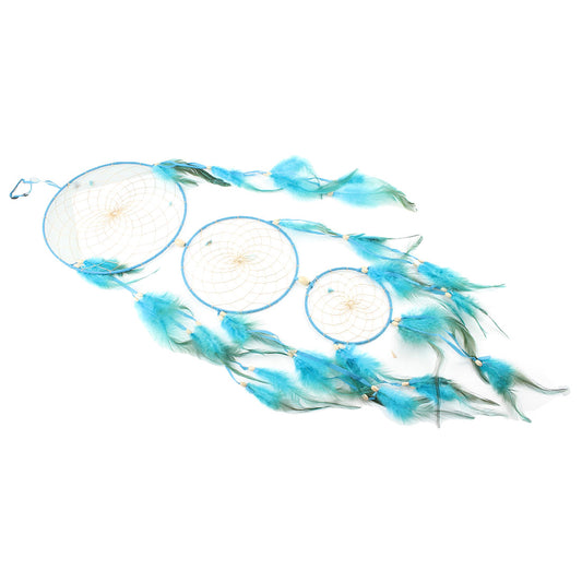 Fashion Dream Catcher - Velveteen Cord & Glass Seed Beads - Sky Blue