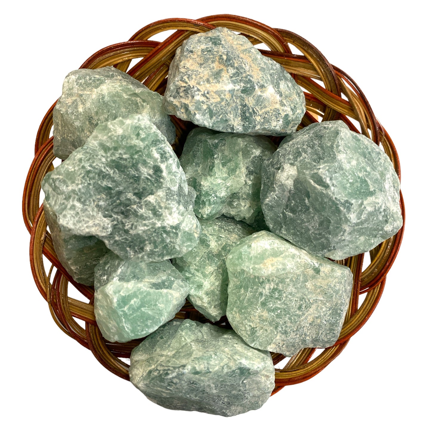 Natural Rough Green Fluorite - 4-6 cm - 10 Pieces in a 6 inch Basket - China - NEW123