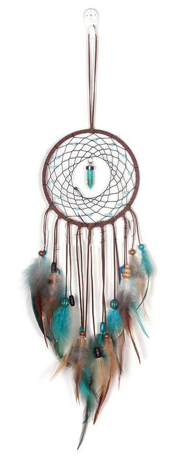 Dream Catcher, Cotton Thread, with turquoise & Feathers with LED light & dyed & woven pattern New920