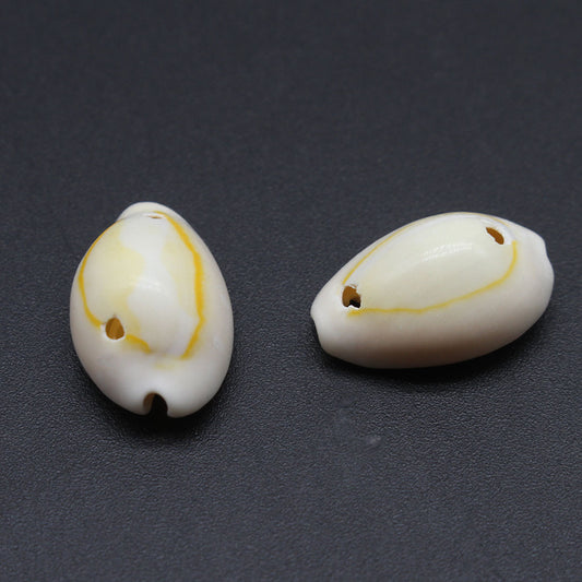 CYPRAEA ANNULUS with 2 holes - 19x13x9mm (650 pcs) - Yellow Cowry Cowrie Shells - NEW421