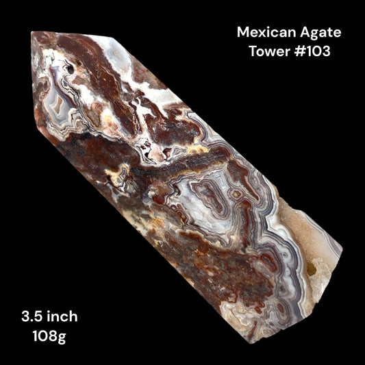 Mexican Agate - 3.5 inch - 108g - Polished Towers Points