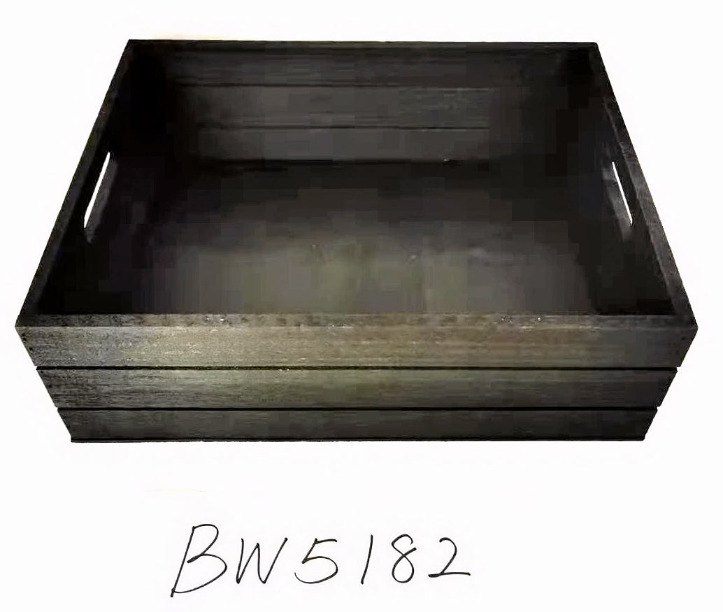Black Paulownia Wood Crate 12 x 9.5 x 3.75 inch deep - Fits a Basket Bag