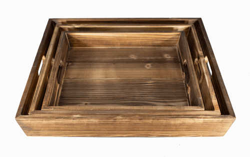 Set of 3 Square Brown Fir Trays