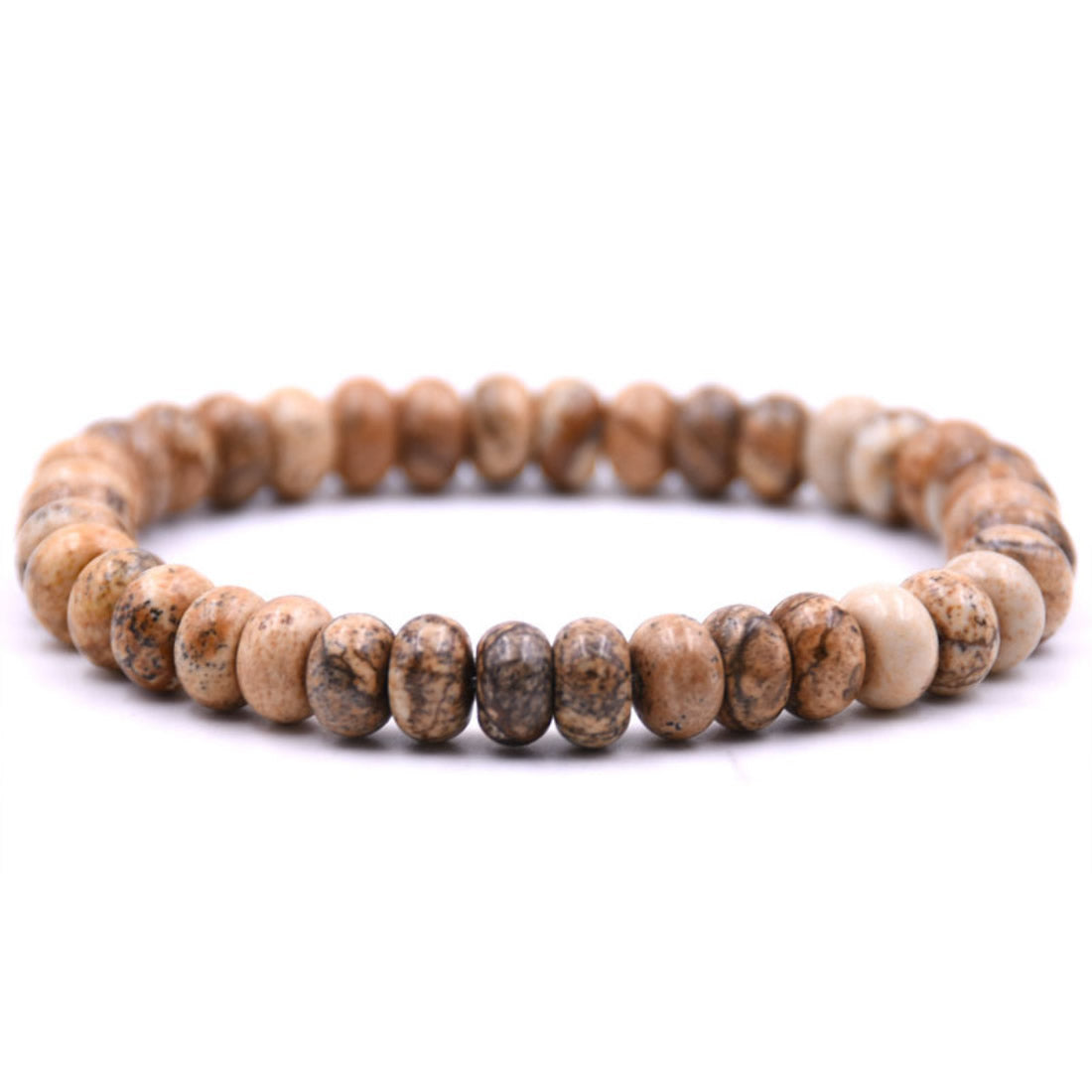 Picture Jasper Gemstone Bracelet - Perles ovales - 7,5 pouces