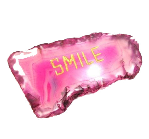 Pink Agate Slice SMILE Pocket Stone - Size 45mm 12grams