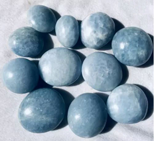BLUE CALCITE - PALM STONES - 2x2.5 inch - Price per gram - 160 g average - China - NEW921 - Want 2 stones = Order 2