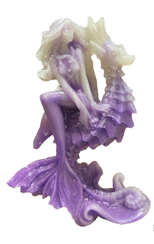 Grande statue de sirène - Résine lumineuse violette - 5,75 pouces - 15 cm - Chine - NEW1022