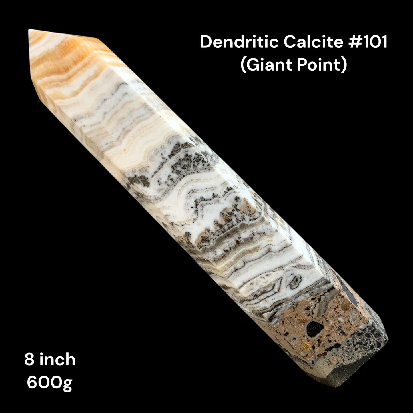 Dendritic Orange Calcite - 8 inch - 600g - Polished Points