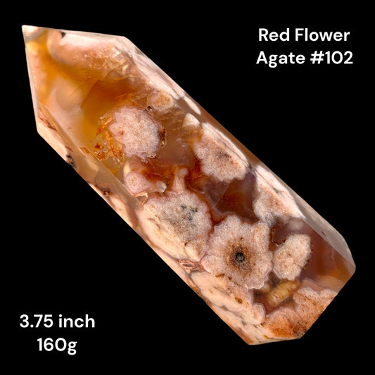 Red Sakura Flower Agate - 3.75 inch - 160g - Polished Points