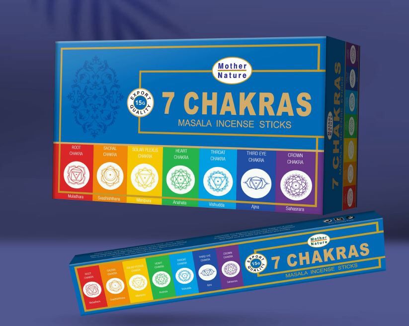 Bâtonnets d'encens Mother Nature Chakra - La boîte contient 12 boîtes de 15 grammes - NEW222