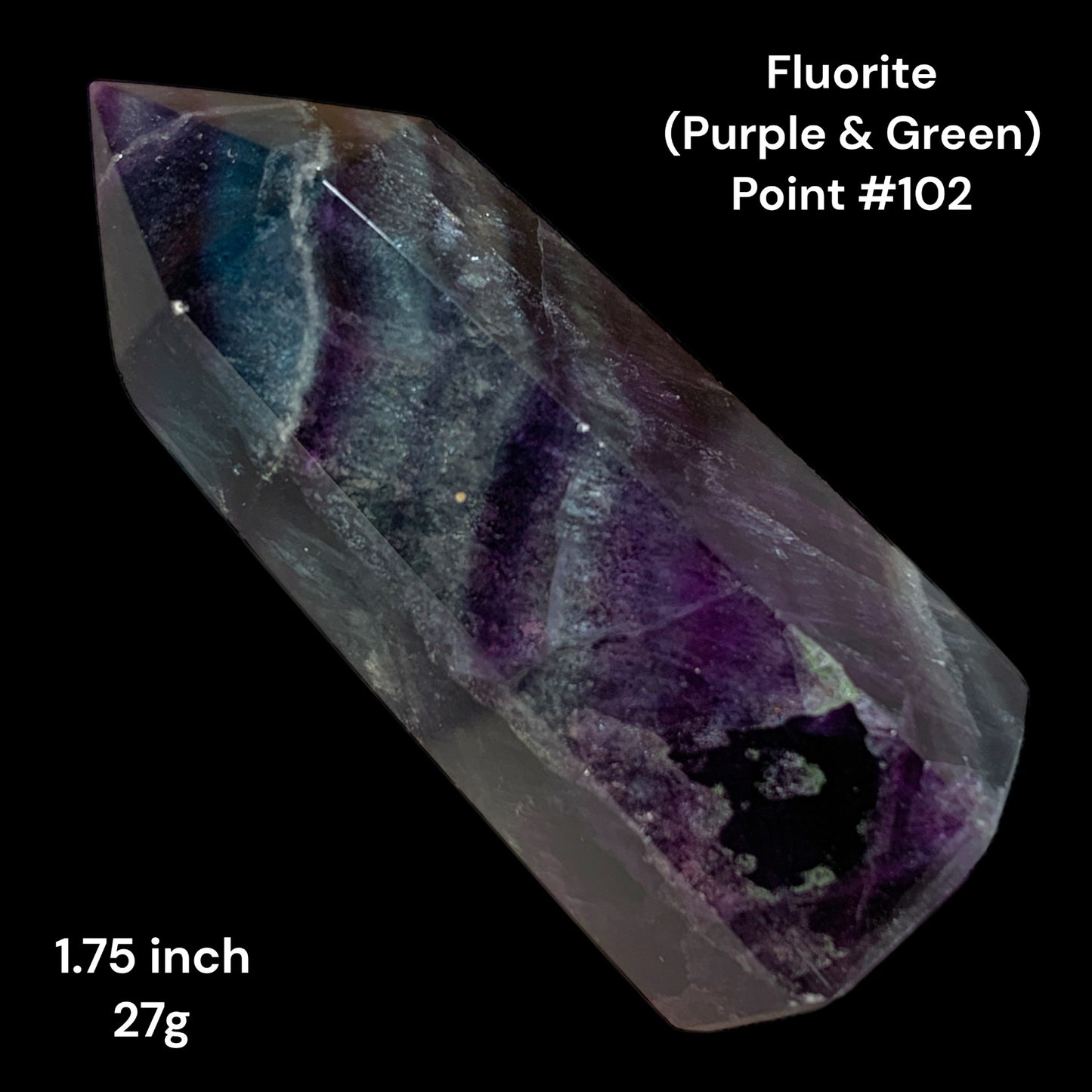 Fluorite Purple & Green - 1.75 inch - 27g - Polished Points