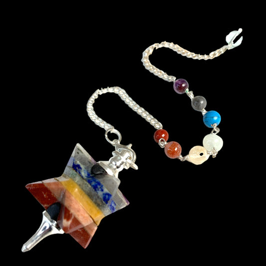 Chakra Bonded Metal Mounted Merkaba Star Pendulum - 45mm - NEW323