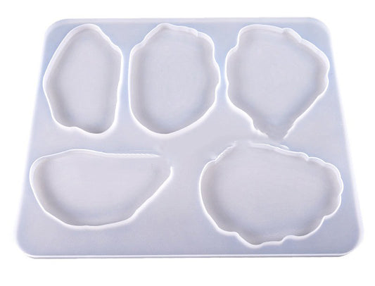 Silicone Epoxy Mold Set with 5 Polygon - Durable -  White - 30 x 25cm - NEW1120