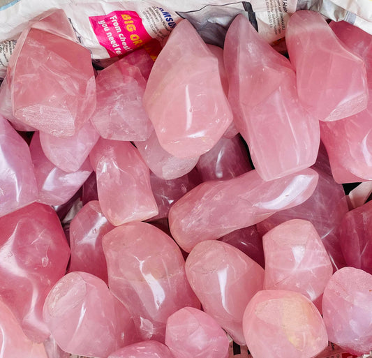Rose Quartz - Flame - 4 - 8 inch 10-20cm - Price per gram - China - NEW821