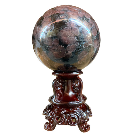 GARNET AND FIREWORK ASTOPHYLITE
Astrophyllite - 70mm - Sphere - Price per gram - China - NEW423