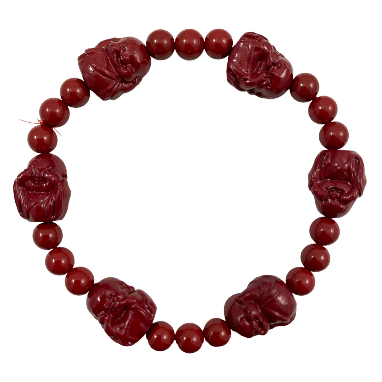 Tibetan Cinnabar Buddha Hear No See No with 8mm Round Bead Bracelet Mala - Approx 7.5 Inch - China - NEW123